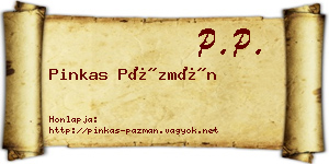 Pinkas Pázmán névjegykártya