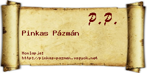 Pinkas Pázmán névjegykártya